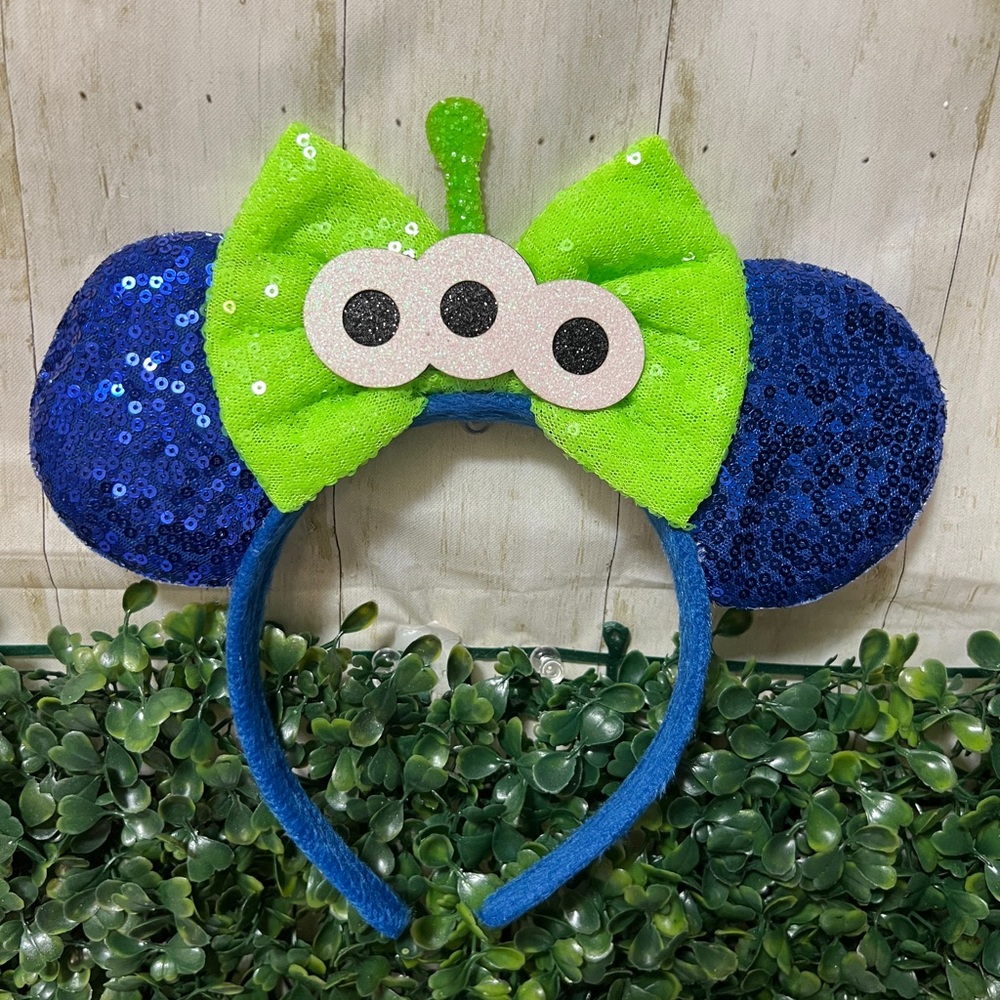 Alien Themed Kids Headband with Blue and Green Bow